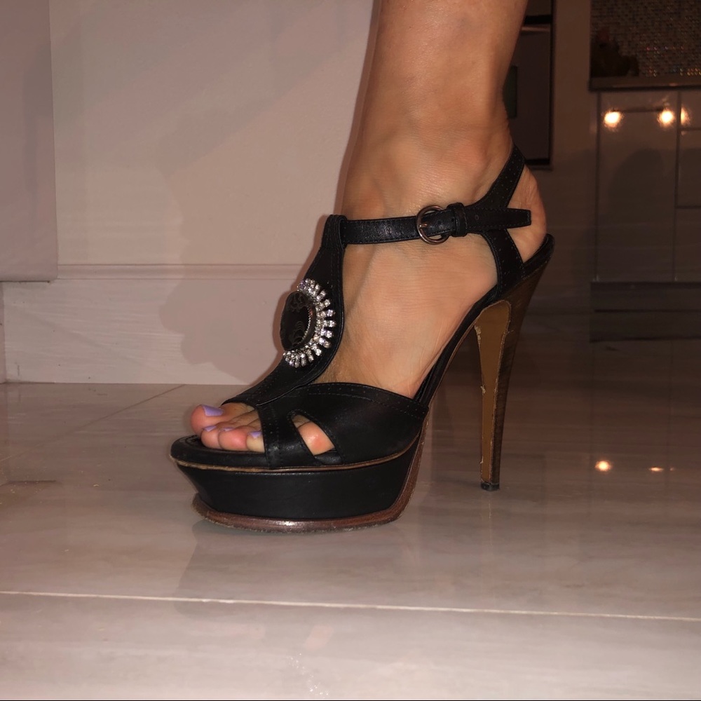 YSL tribute limited edition rhinestone black heel